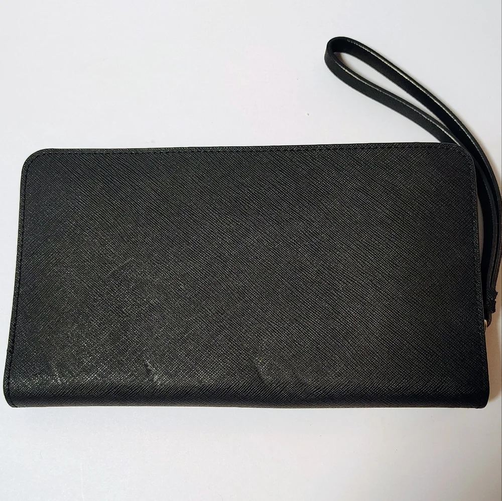 Calvin Klein Wallet Clutch Zip around Saffiano Leather Black 8